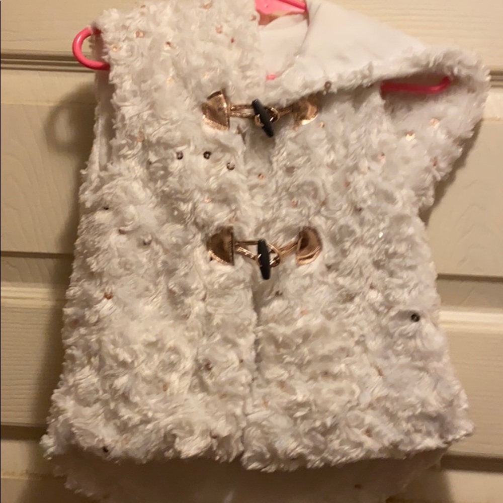 Little lass vest white and gold size 3T.